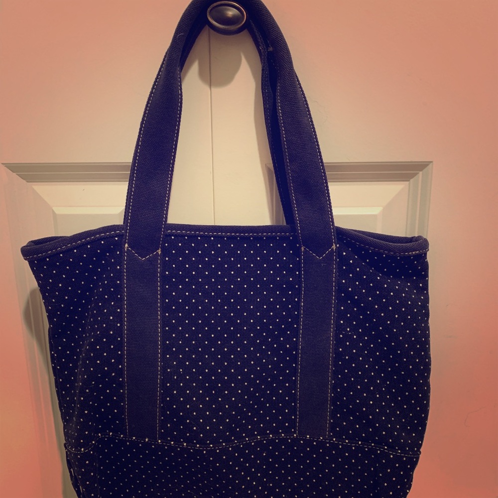 Navy Blue Polka Dot Jcrew Tote